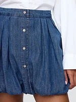 Denim Bubble Mini Skirt