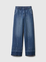 High Rise Stride Seamed Wide-Leg Jeans