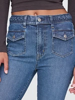 High Rise '70s Flare Cargo Jeans