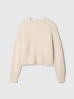 Kids Fuzzy Metallic Crewneck Sweater