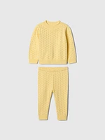 Baby Pointelle Puff-Sleeve Sweater Set