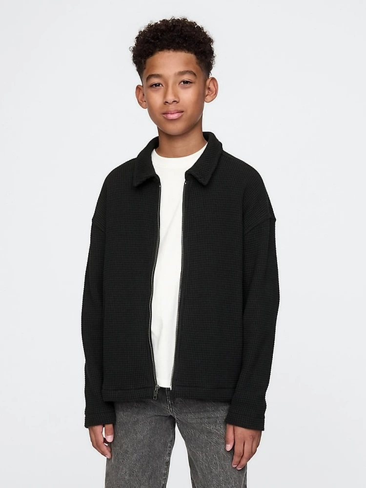 Kids Waffle Zip Shirt Jacket