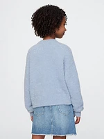 Kids Fuzzy Metallic Crewneck Sweater