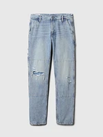 Railroad Striped Straight Carpenter Jeans