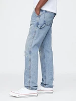 Railroad Striped Straight Carpenter Jeans