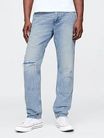 Railroad Striped Straight Carpenter Jeans