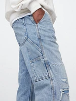 Railroad Striped Straight Carpenter Jeans