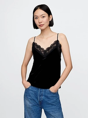 Recycled Velvet Lace-Trim Cami