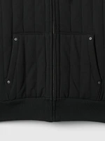 Waffle-Lined Quilted Zip Hoodie