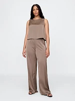 Mid Rise Recycled Satin Seamed Pants