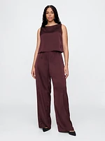 Mid Rise Recycled Satin Seamed Pants