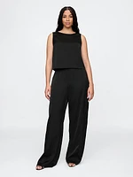 Mid Rise Recycled Satin Seamed Pants