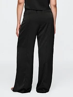 Mid Rise Recycled Satin Seamed Pants