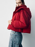 Cropped Duvet Wrap Puffer Jacket