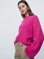 CashSoft Shaker-Stitch Crewneck Sweater