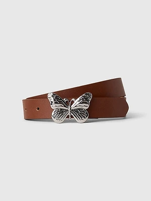 Kids Vegan Leather Butterfly Belt