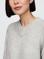 CashSoft Cropped High V-Neck Sweater