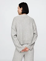 CashSoft Cropped High V-Neck Sweater