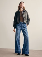 Vegan Leather Bomber Jacket