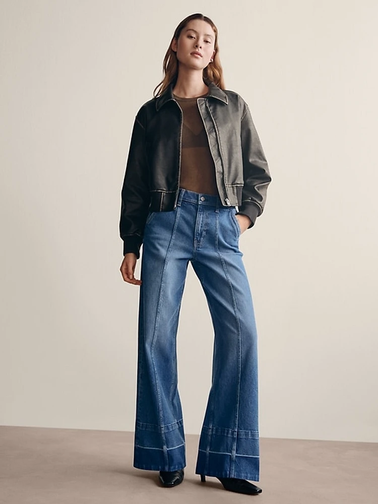 High Rise Stride Wide-Leg Jeans