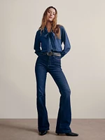 Denim Tie-Neck Shirt