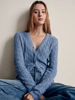 CashSoft Pointelle Cardigan
