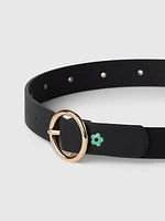 Kids Vegan Leather Flower Belt