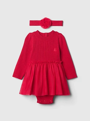 Baby Sweater Tulle Bodysuit Dress