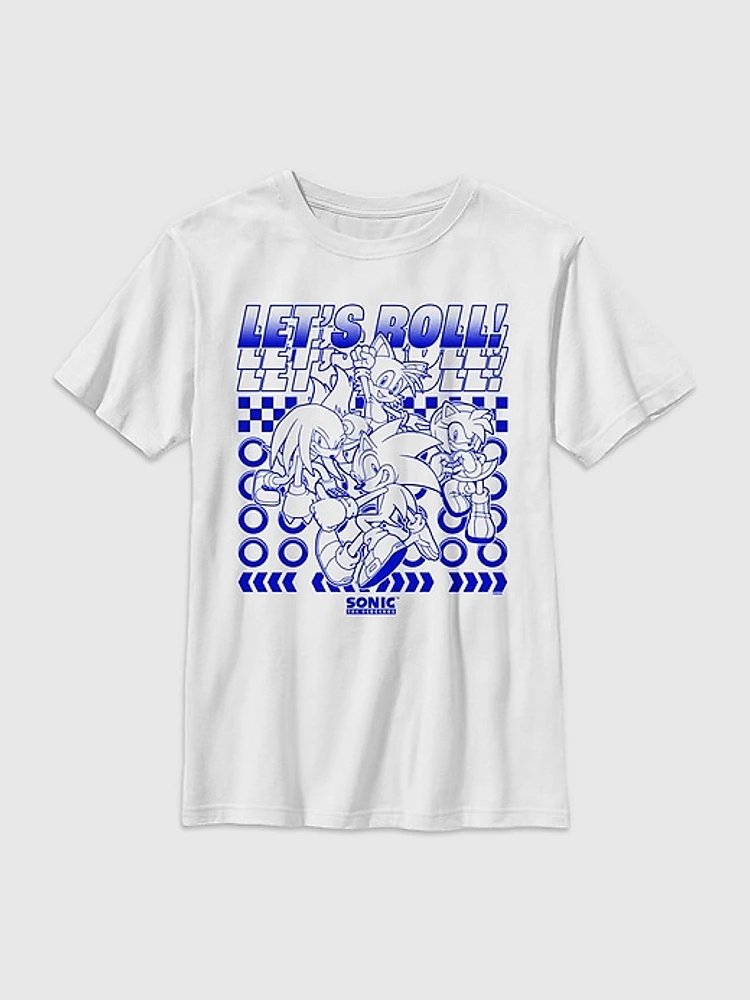 Kids Sonic The Hedgehog Lets Roll Graphic T-Shirt