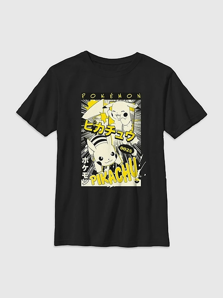 Kids Pokemon Pikachu Manga Graphic T-Shirt