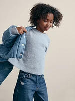 Kids Fuzzy Metallic Crewneck Sweater