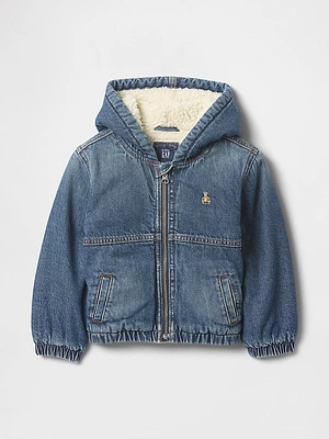 babyGap Sherpa-Lined Hooded Denim Jacket