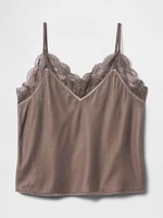 Recycled Velvet Lace-Trim Cami