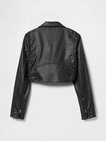 Coated Denim Cropped Moto Jacket Designed by Zac Posen