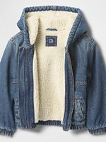 Baby & Toddler Sherpa-Lined Hooded Denim Jacket