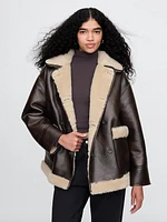 Reversible Recycled Vegan Leather Sherpa Jacket