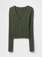 Cropped Plaited Rib Cardigan