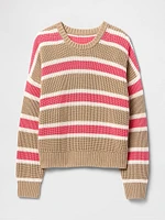 Shaker-Stitch Crewneck Sweater