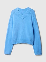 CashSoft Cropped High V-Neck Sweater