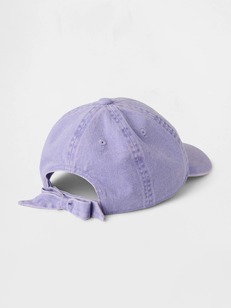 Kids Overdye Denim Bow Baseball Hat