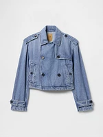 UltraSoft Cropped Denim Trench Jacket