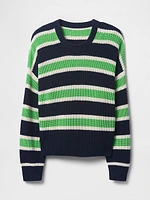 Shaker-Stitch Crewneck Sweater