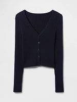 Cropped Plaited Rib Cardigan