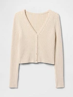 Cropped Plaited Rib Cardigan