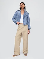 UltraSoft Cropped Denim Trench Jacket