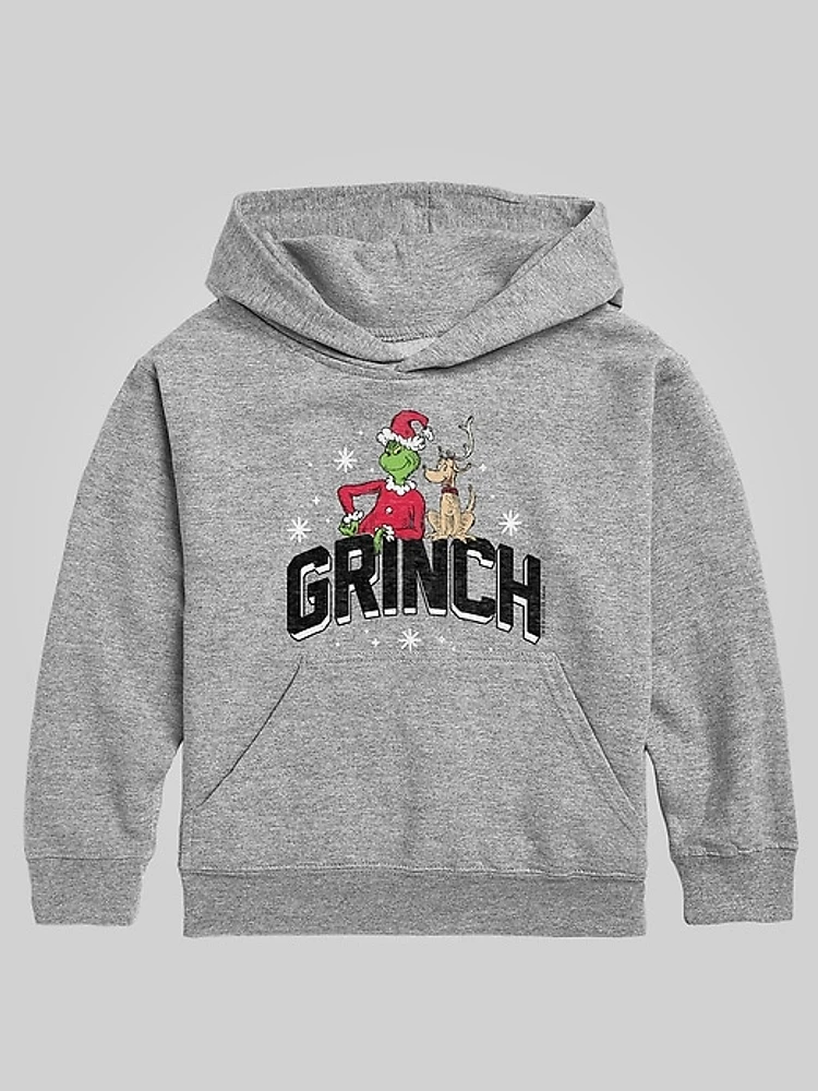 Kids Dr Seuss Grinch Collegiate Pullover Fleece Hoodie