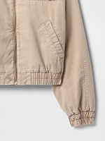 Cropped Khaki Bomber Jacket