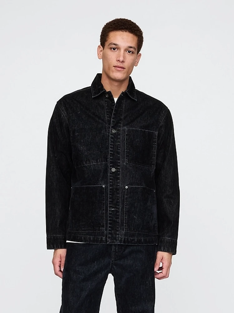 Flocked Denim Chore Jacket