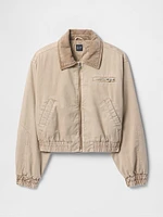 Cropped Khaki Bomber Jacket