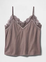 Recycled Velvet Lace-Trim Cami